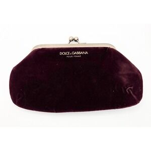 Dolce & Gabbana Pour Femme Burgundy Velvet Kiss Lock Clutch Bag Fall 2012 New!
